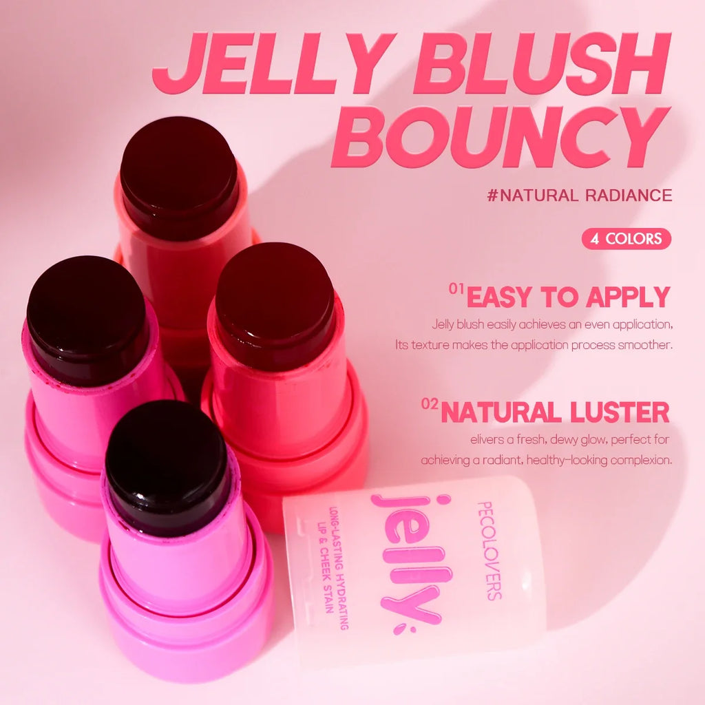 PECOLOVERS 3-in-1 Long-Lasting Waterproof Blush Stick - Jelly Texture, Fragrance-Free, Radiant Finish, Eyes & Cheeks Zpaxo