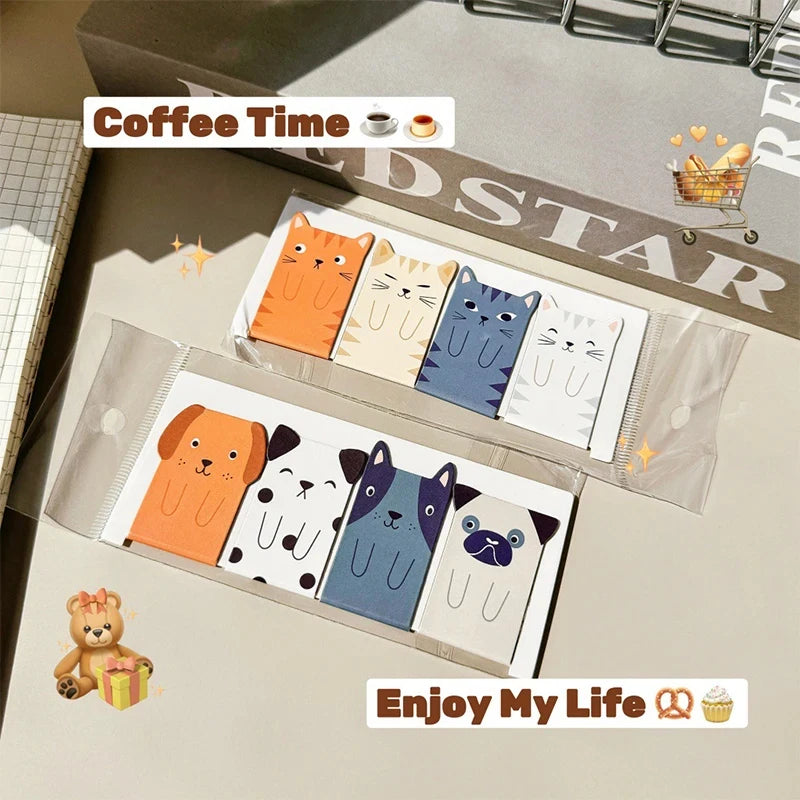 4 Cartoon Animal Magnetic Bookmarks Cute Dog Cat Stationery Students
