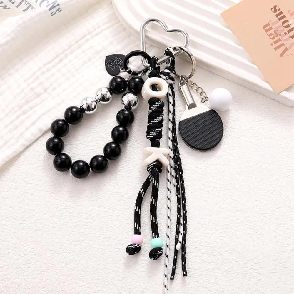 Table Tennis Racket Baseball Braid Rope Pendant Hanging Chain Stylish Zpaxo Style A black