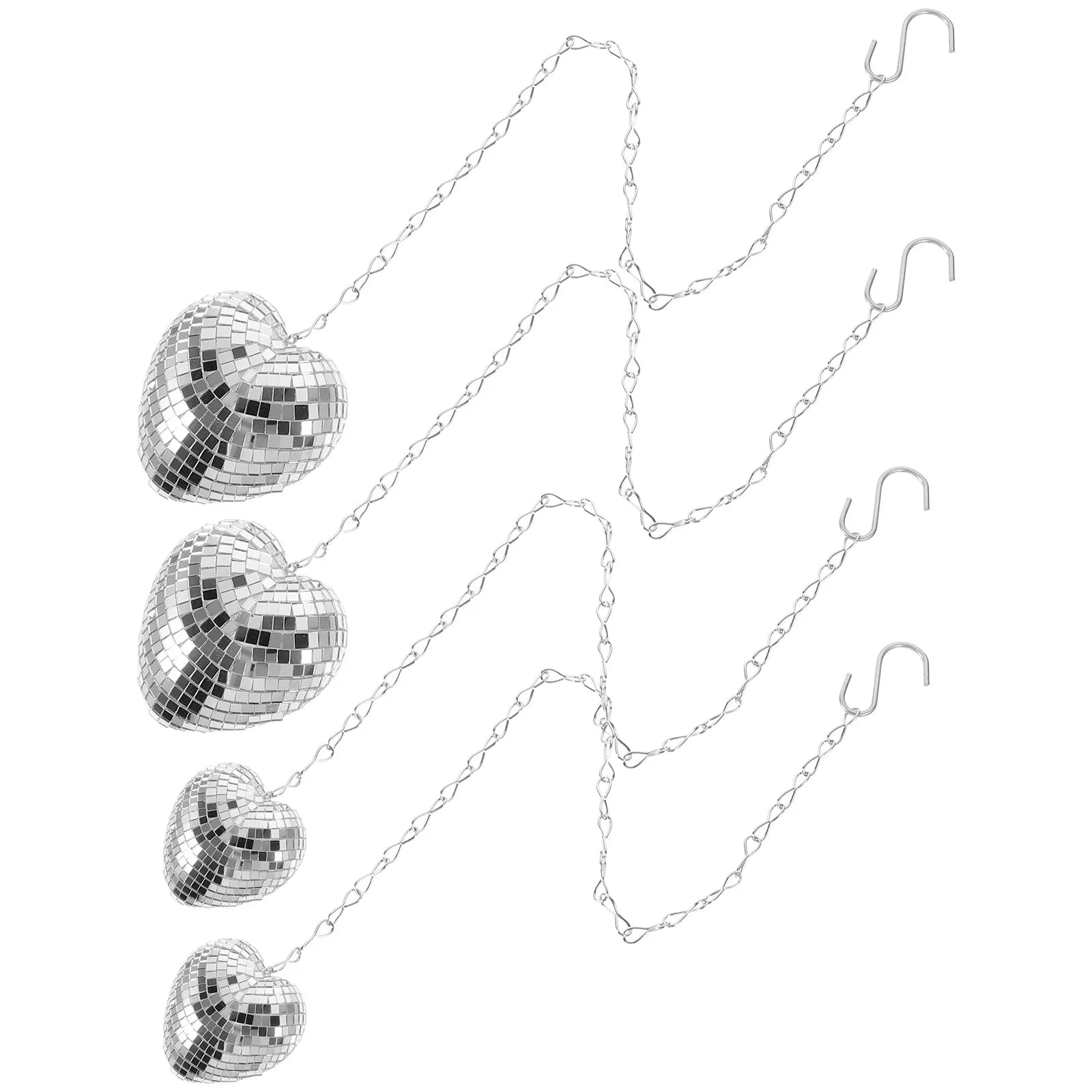 Sparkling Glass Heart Mirror Disco Ball Hanging Party Decoration Home