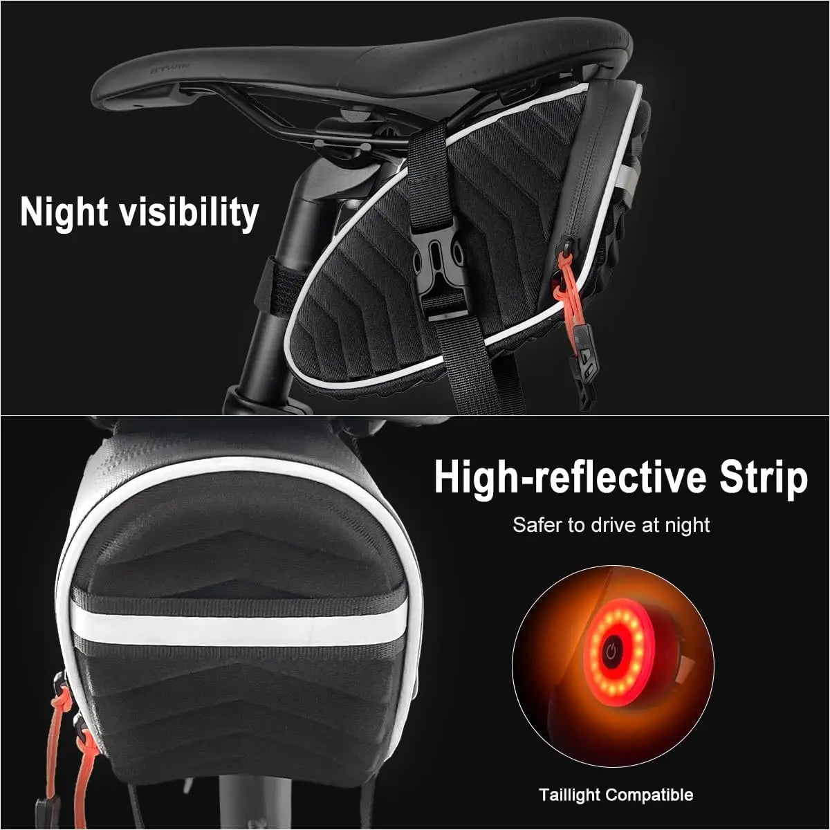 Toptrek Bike Seat Bag Waterproof Bicycle Saddle Bag Under Seat Reflective Bicycle Under Seat Pouch for MTB Road Bike Accessories Zpaxo