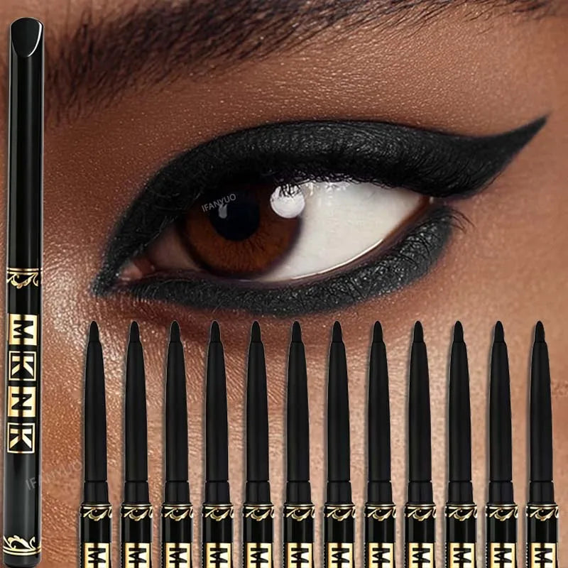 1-12pcs Waterproof Black Eyeliner Pencil Smudge-Proof, Easy Twist Application Eye Gel for Beginner-Friendly Bold Punk Eye Makeup Zpaxo