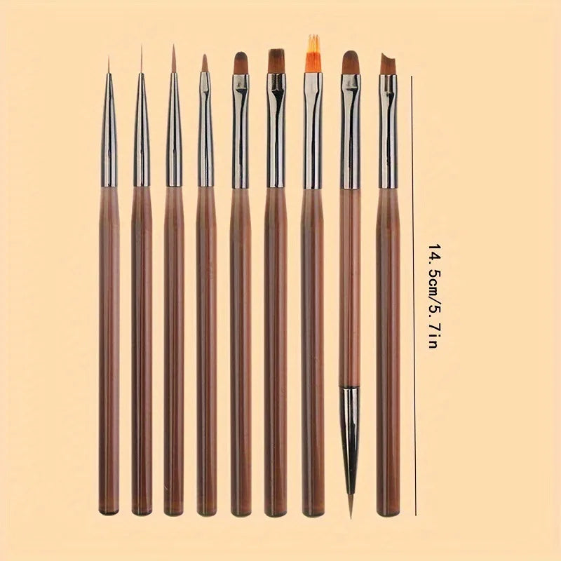 9-Piece Paint Brush Set – Nail Art, Watercolor & Oil Painting