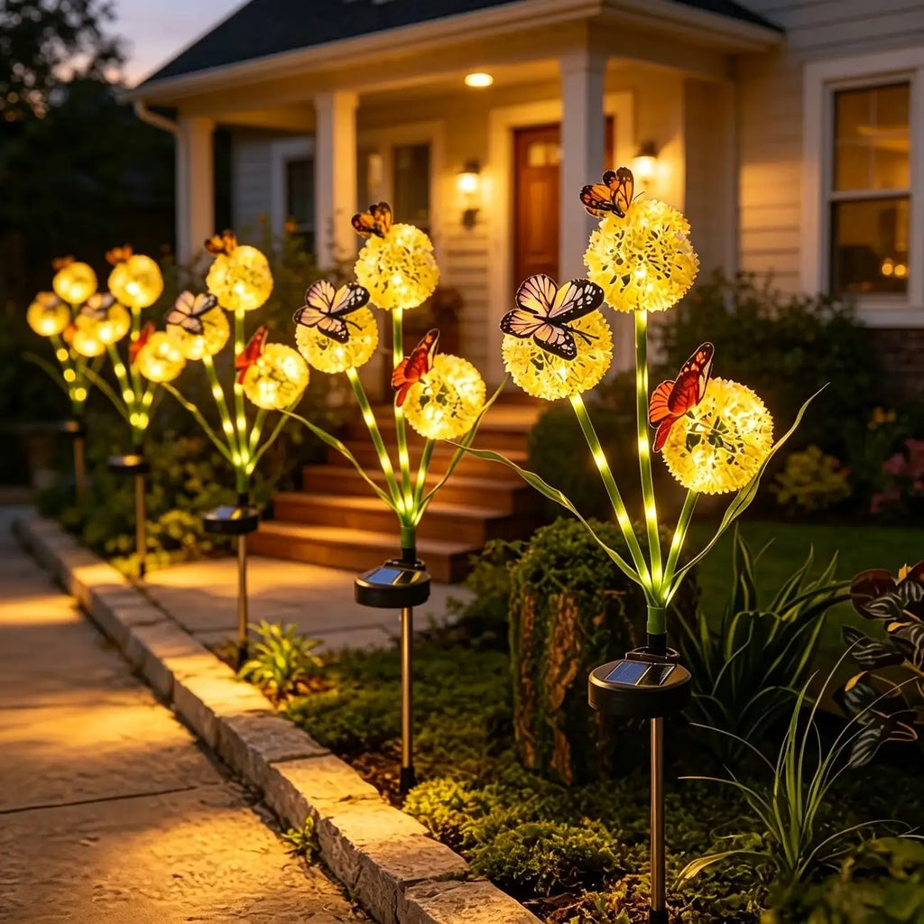 Solar-powered Butterfly Dandelion Lamp Garden Decorative Lighting