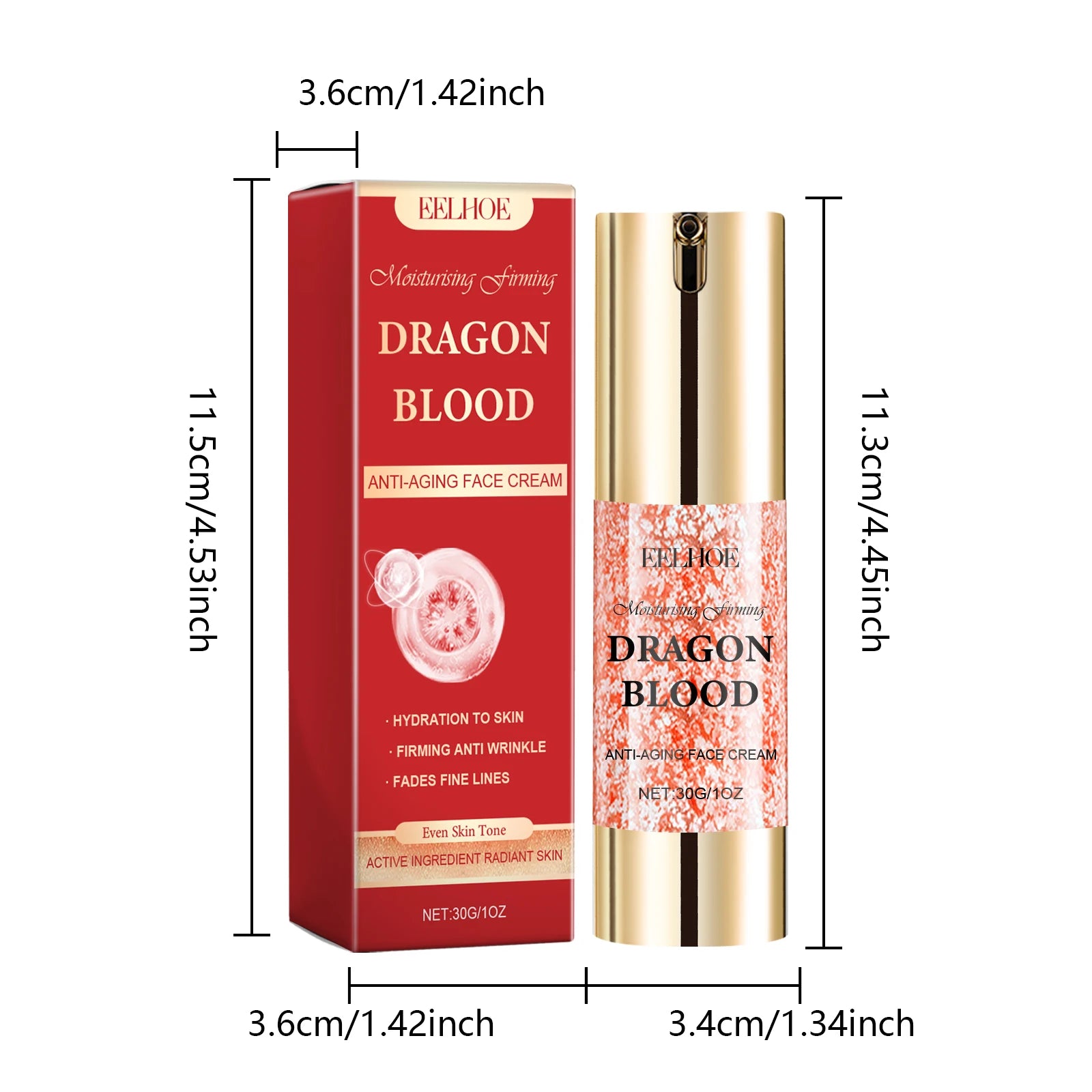 EELHOE Dragon's Blood Anti-Aging Skincare Set | Serum & Cream Anti-Aging Skincare Set Zpaxo Cream 30g boxed