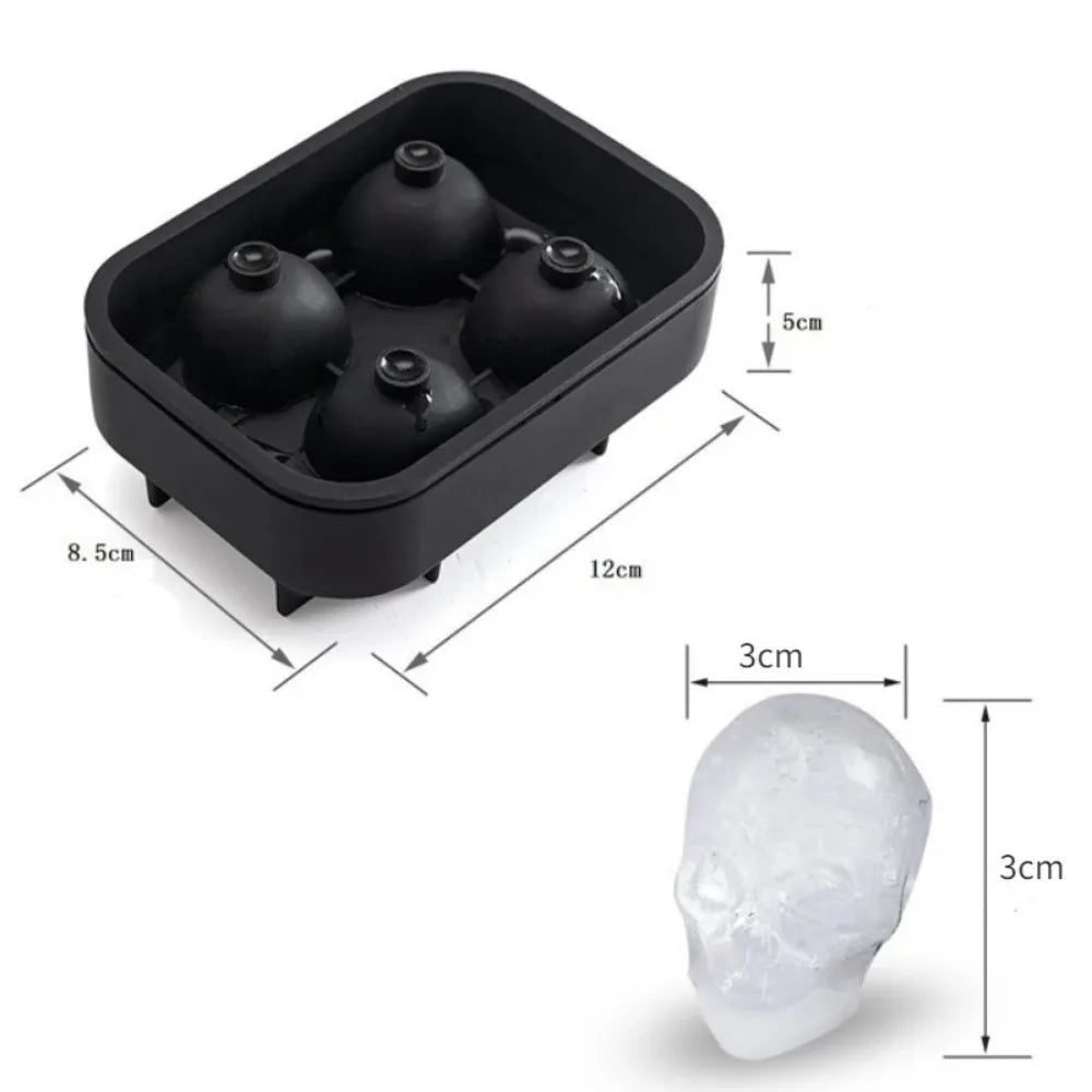 3D Skull Silicone Mold Ice Cube Tray Mould Maker Ball Whiskey Wine Zpaxo