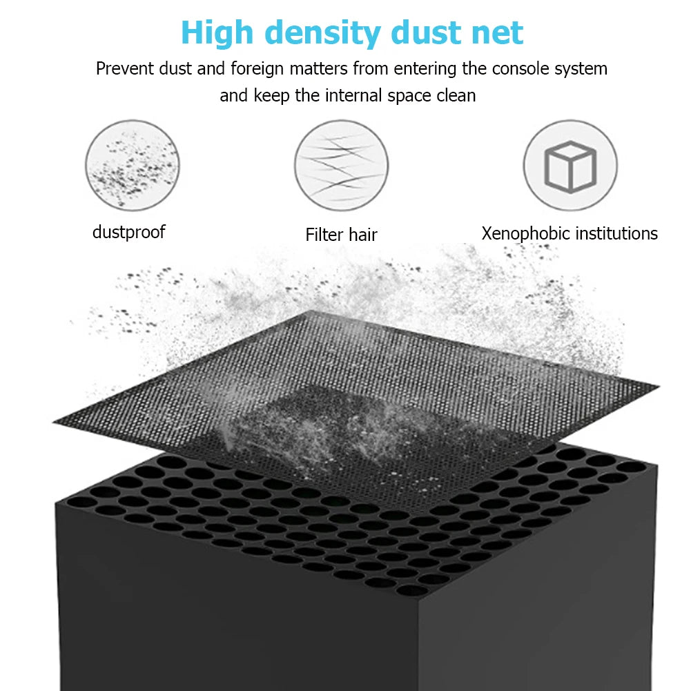 Dustproof Vent Cover PVC Dust Cover Set with 4 Silicone Plugs Top Dust Filter Cover Holder for Xbox Series X Zpaxo