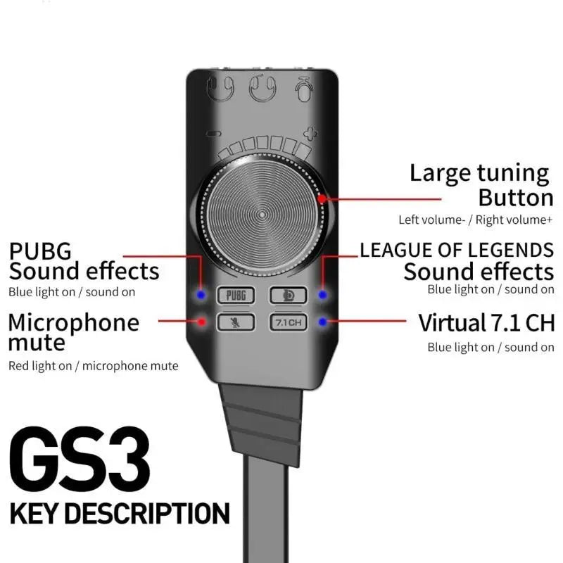 652F Virtual 7 1 Surround Sound USB External Card Gaming Gamers Zpaxo