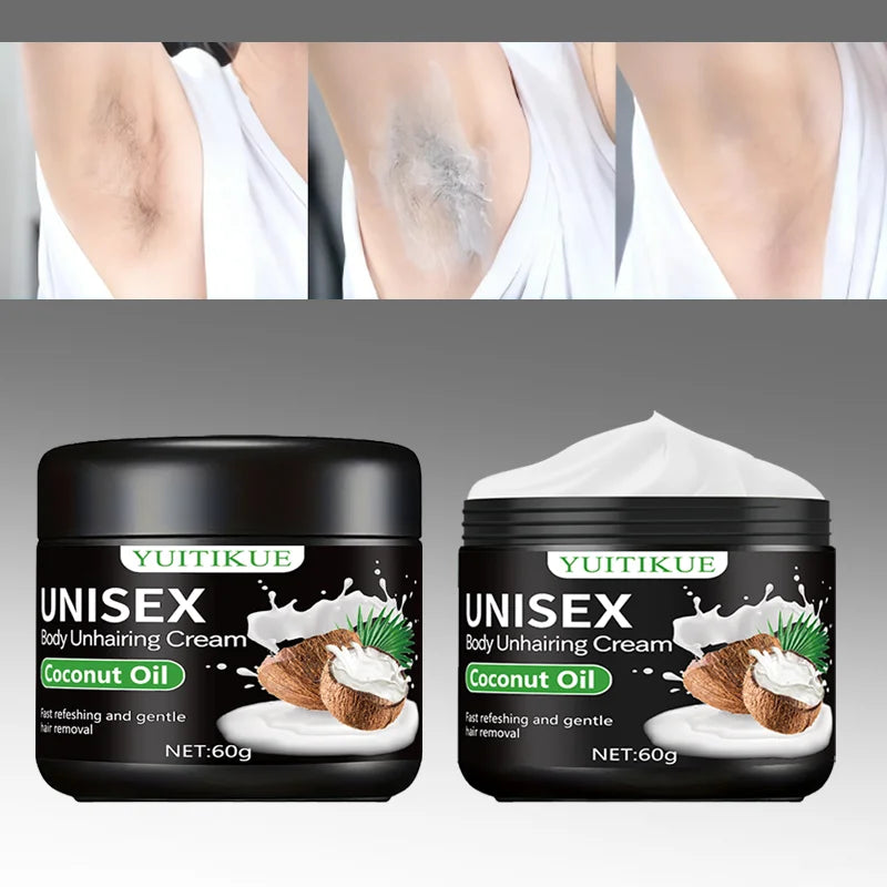 YUITIKUE Hair Removal Cream 60g – Coconut Oil & Aloe Vera Hair Removal Cream Zpaxo