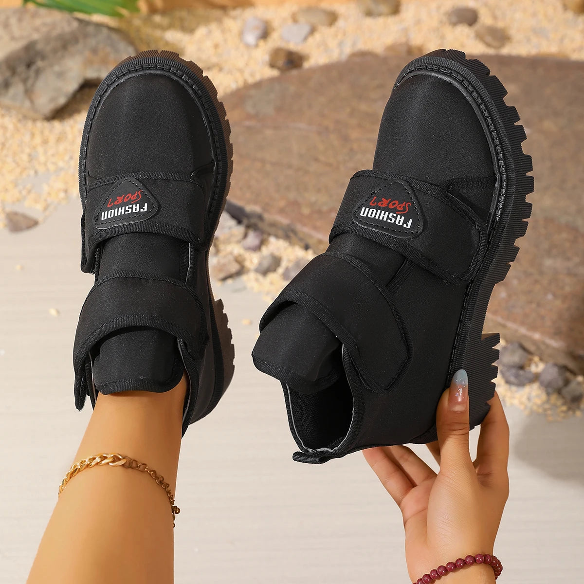 Women Ankle Boots 2025 New Comfortable Sports Shoes for Women Waterproof Outdoor Flats Shoes Winter Autumn Designer Snow Boots Zpaxo black 35