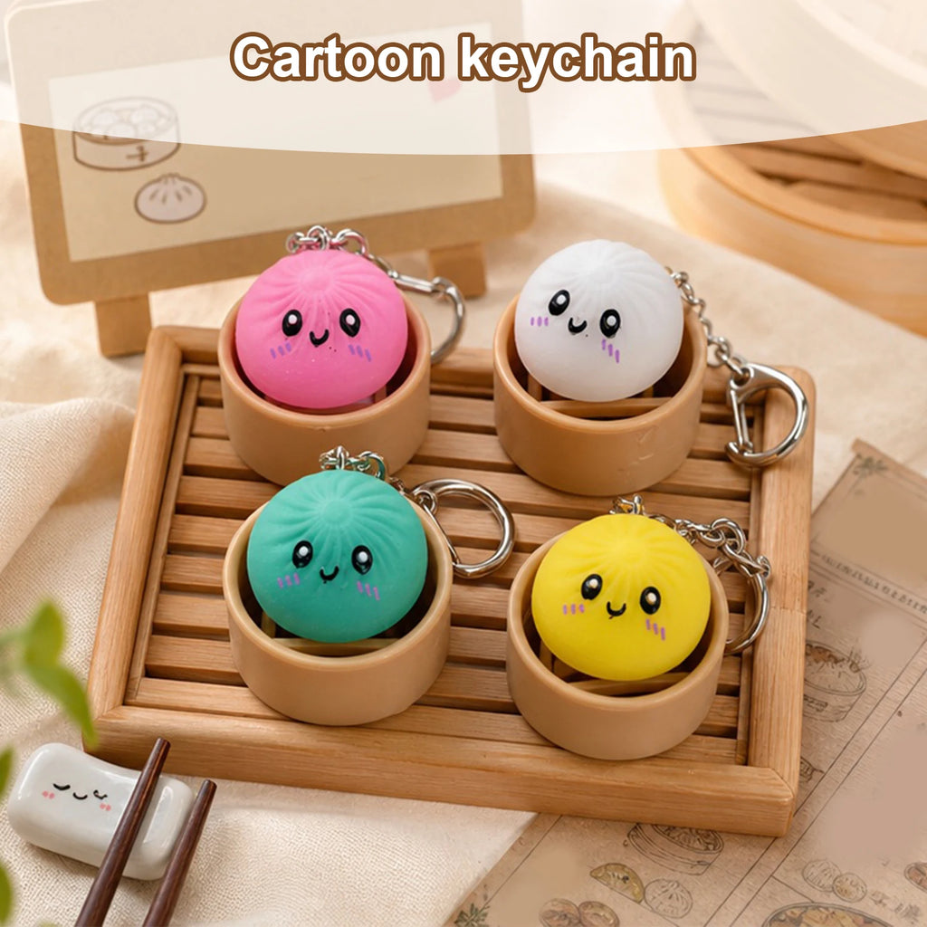 4-12PCS Simulation Dumpling Keyboard Clicker Stress Relief Toy Cute Keychains Decoration Gifts Emotion Fidgets Toy Mini Pendant Zpaxo