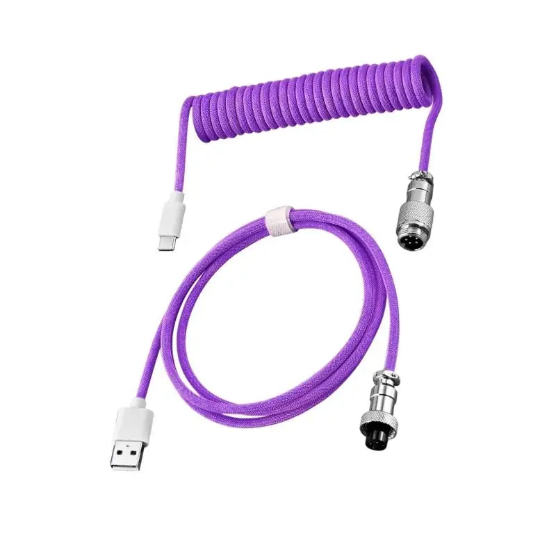 Y1UB Retractable Coiled USB C Keyboard Cable Reinforced Connectors Zpaxo