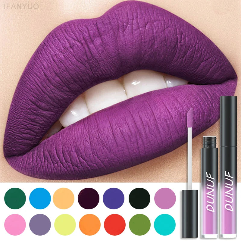 Matte Purple Liquid Lipstick Waterproof Easy To Color Lip Gloss Highly Pigmented Velvet Lip Glaze for Halloween Christmas Makeup Zpaxo