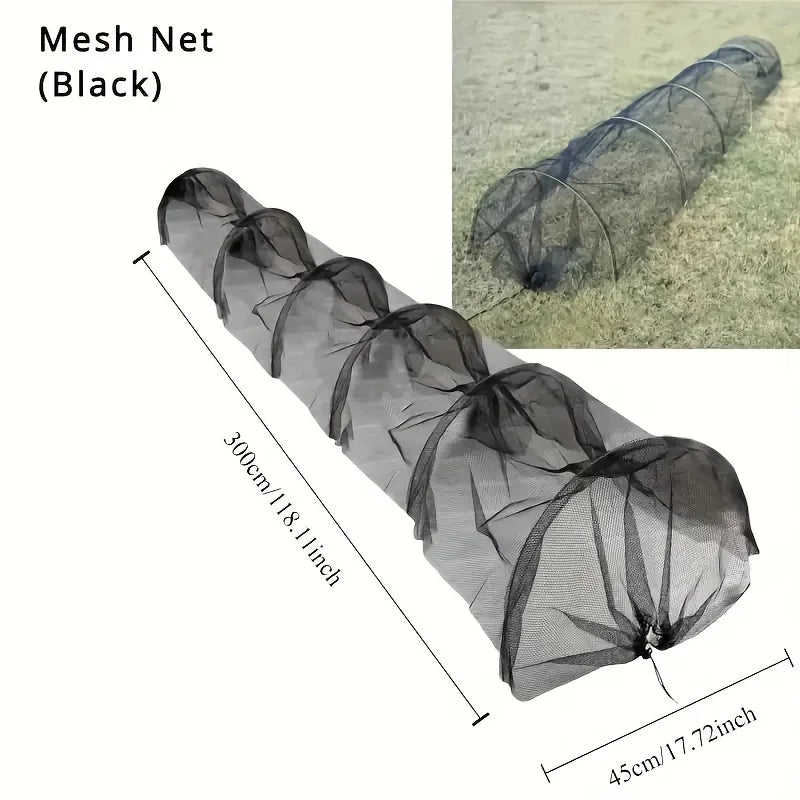 Collapsible Black Mesh Tunnel UV Protection Bird Insect Barrier