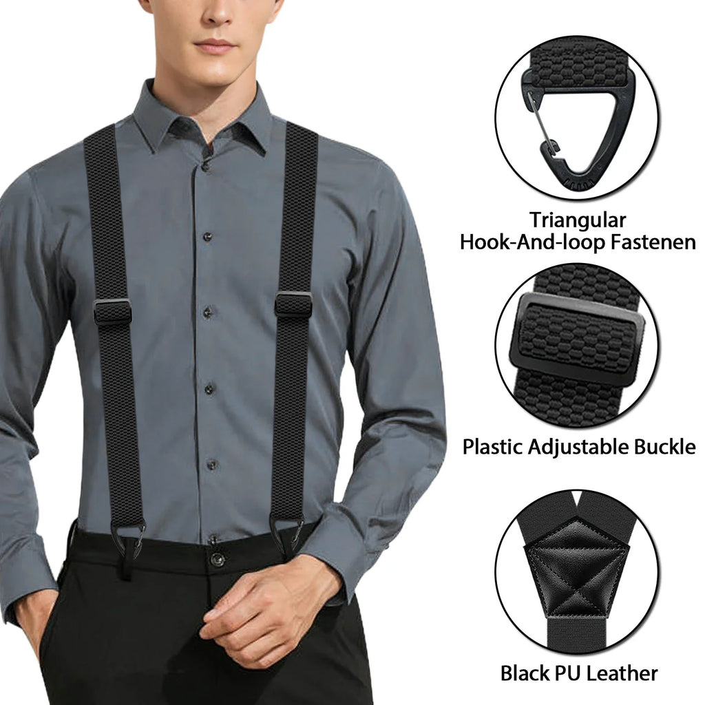 Hidden Suspenders for Men Heavy Duty Work Under Y Back Suspender Clothes 1.5 Inches with 3 Snap Loop Zpaxo