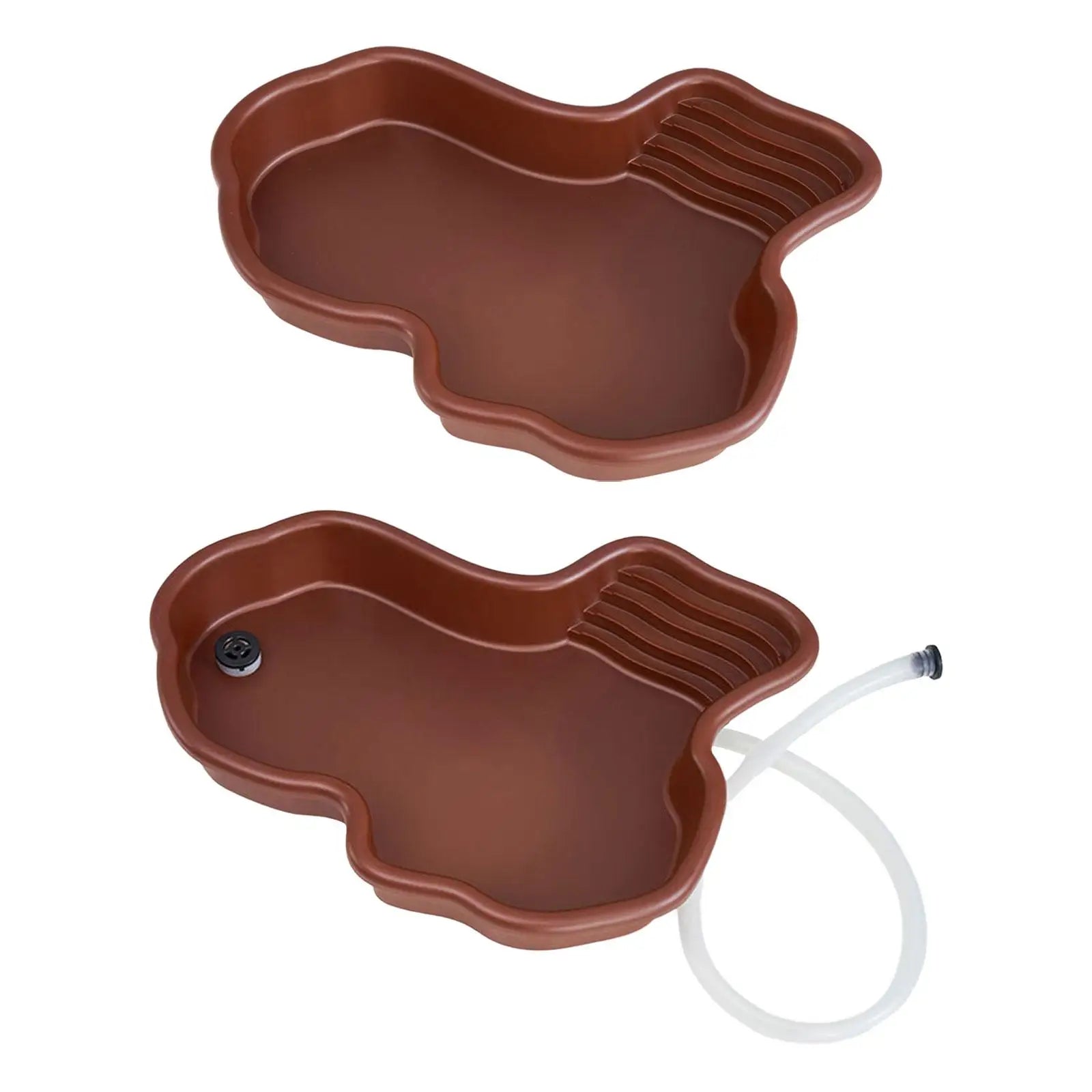 Reptile Bathing Pool & Turtle Feeding Dish with Ramp & Drain Reptile Bathing Bowl Zpaxo