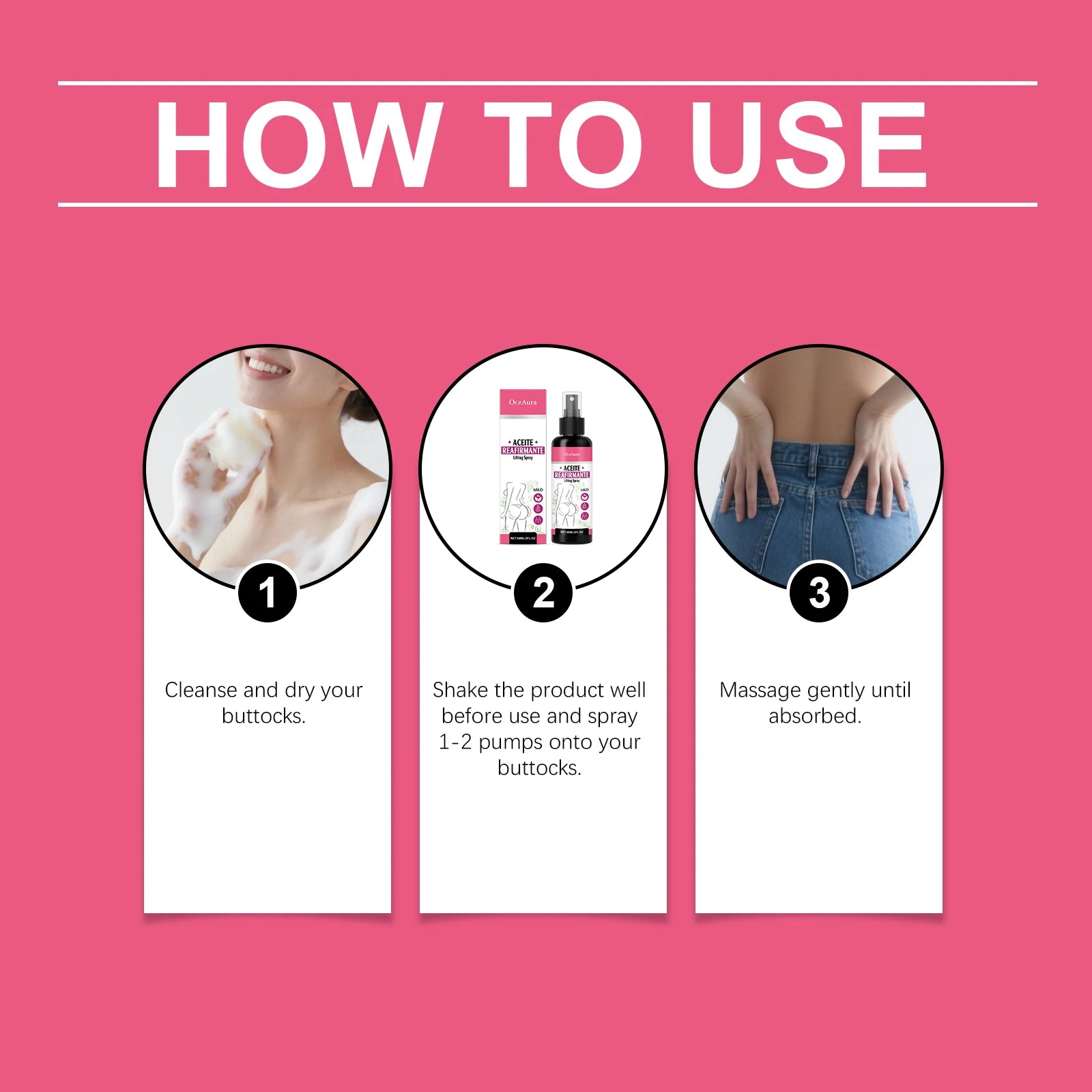 Firming Buttocks Skin Care Spray Enhance Buttock Contours Gently Massage Fuller Smooth, Moisturized Soft Refreshing Skin Care Zpaxo