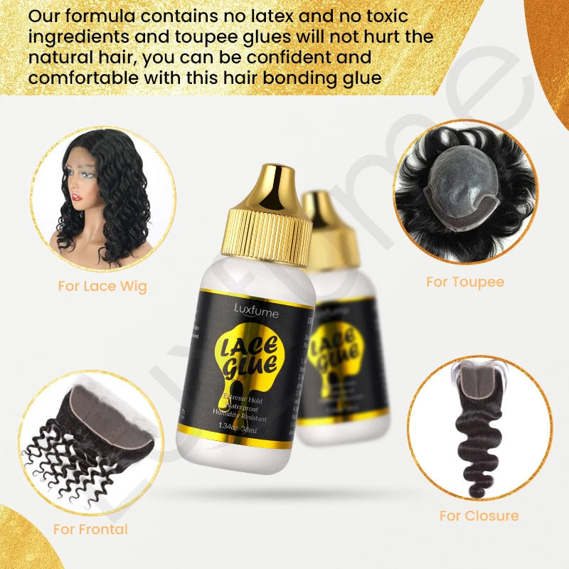 38ml Lace Glue Gel for Wig Stalling,Strong Hold Quick Dry Wig Hair Adhesive,Unisex Waterproof Wig Lace Glue for Hair Accessories Zpaxo