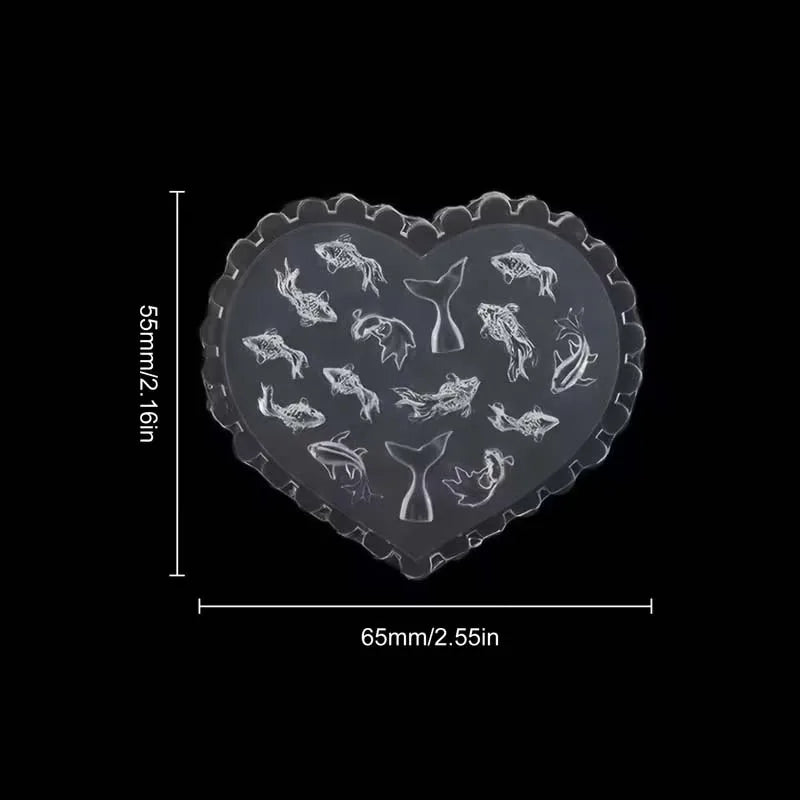 3D Goldfish Nail Silicone Mold, Koi Theme Art Pattern Design, High Transparent Template, Suitable for DIY Nail Accessories Zpaxo md-82