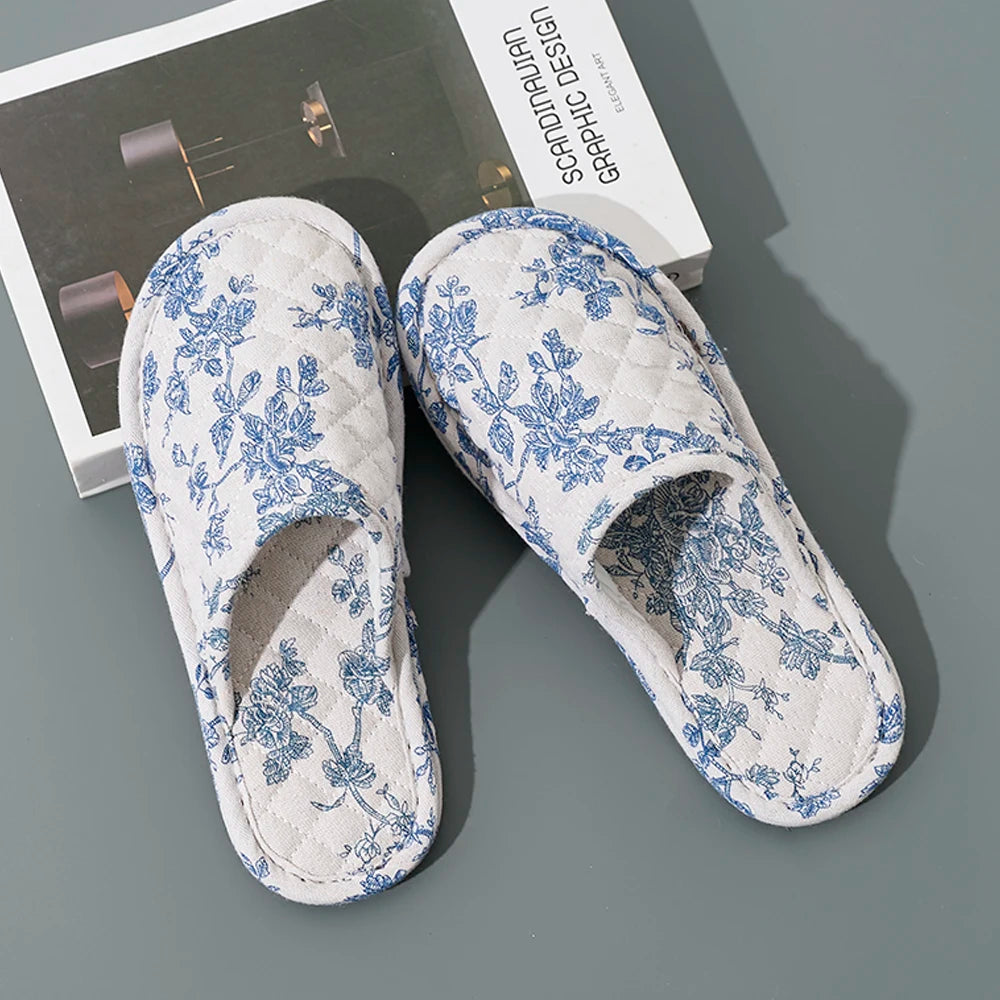 Home Indoor Slippers Soft Bottom Antislip Women Fashion Cotton Floral