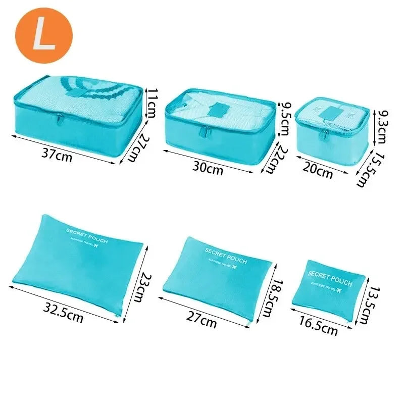 Home Travel 6-piece Clothing Storage and Organizing Bag Thickened Cosmetics Storage Bag Foldable Business Travel Storage Bag Zpaxo L-Blue
