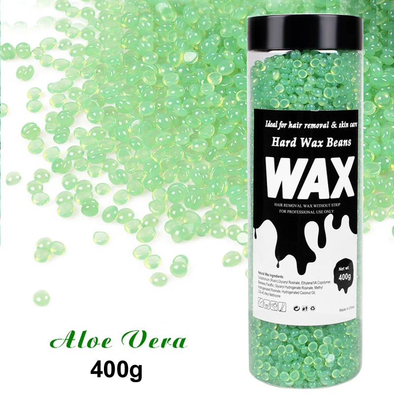 400g Canning Wax Beads For Hair Removal Hot Film Painless Waxing Beads Heating Wax Machine Body Bikini Face Legs Hair Removal Zpaxo 038-400g-Aloe
