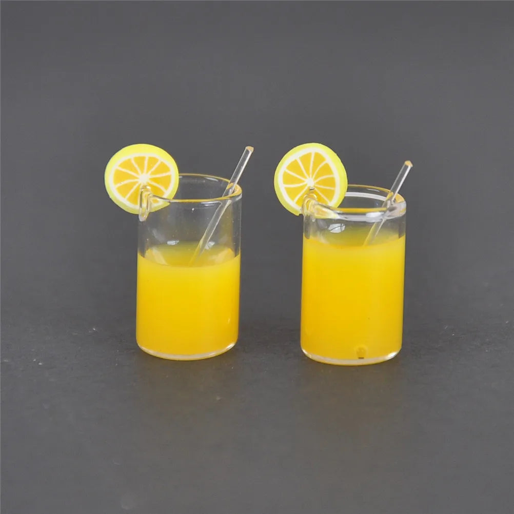 ▶2Pcs Mini Lemon Water Cup 1:12 Dollhouse Accessories Toy Zpaxo 2Pcs