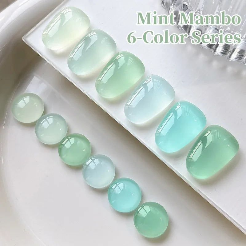 Hot Sale 6-color Ice Clear Milk Green Blue Green Nail Oil Glue Mint Manbo Series Nail Salon Exclusive Zpaxo