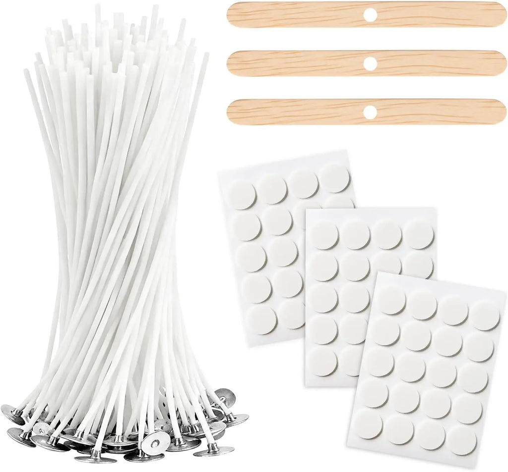 20Pcs Candle Wicks for Making Candles 15cm Metal Tabs Includes 3pcs Wick Holders & 60pcs Glue Dots, for Home DIY Candles Zpaxo