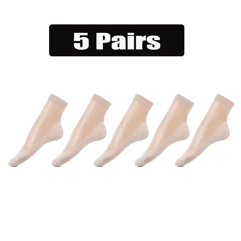 5 10 Pairs Women Socks Soft Non-slip Summer Ultrathin Breathable Sock Zpaxo Skin -5Pairs One Size