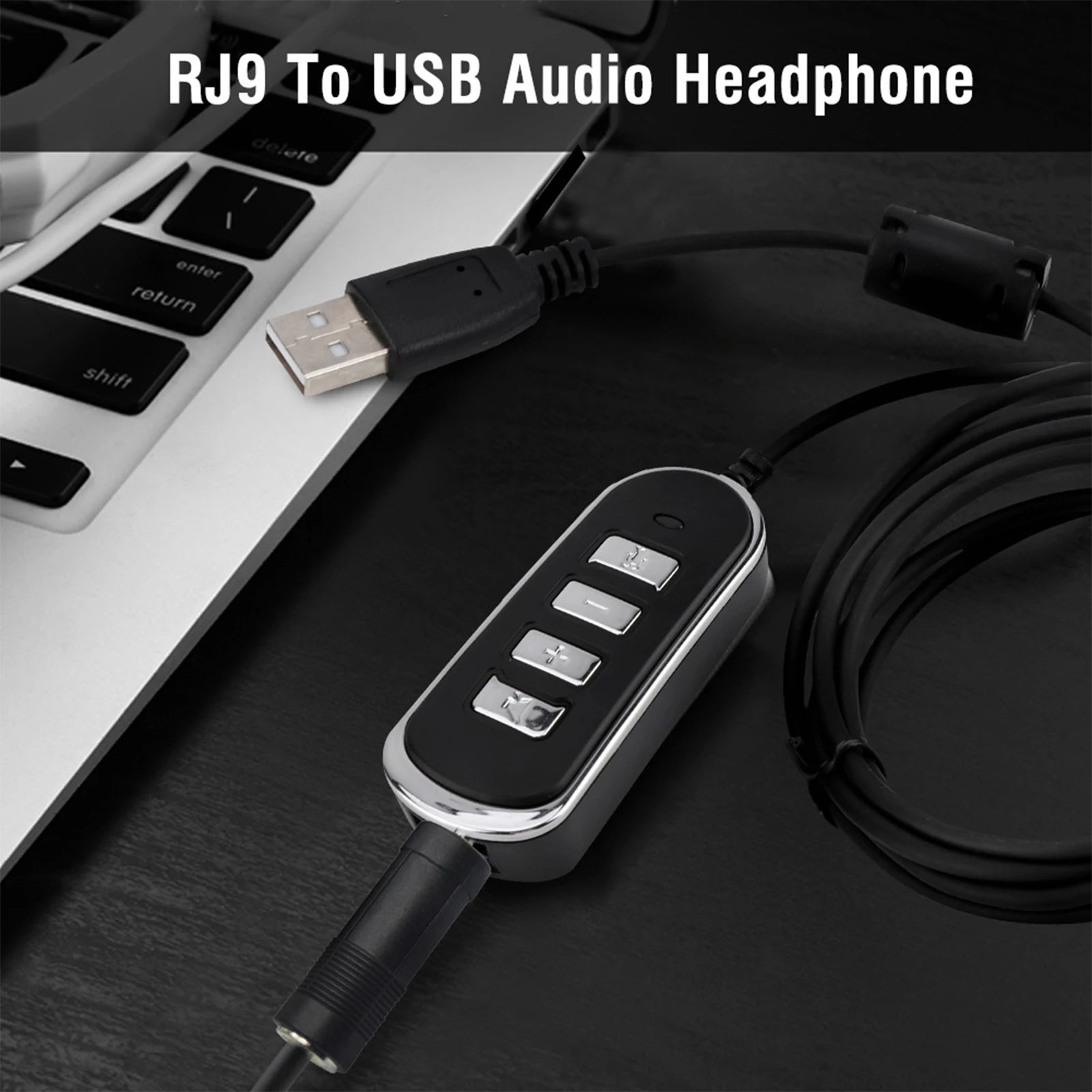 RJ9 Jack USB Cable Ear Phone Connection Audio Headphone Conversion