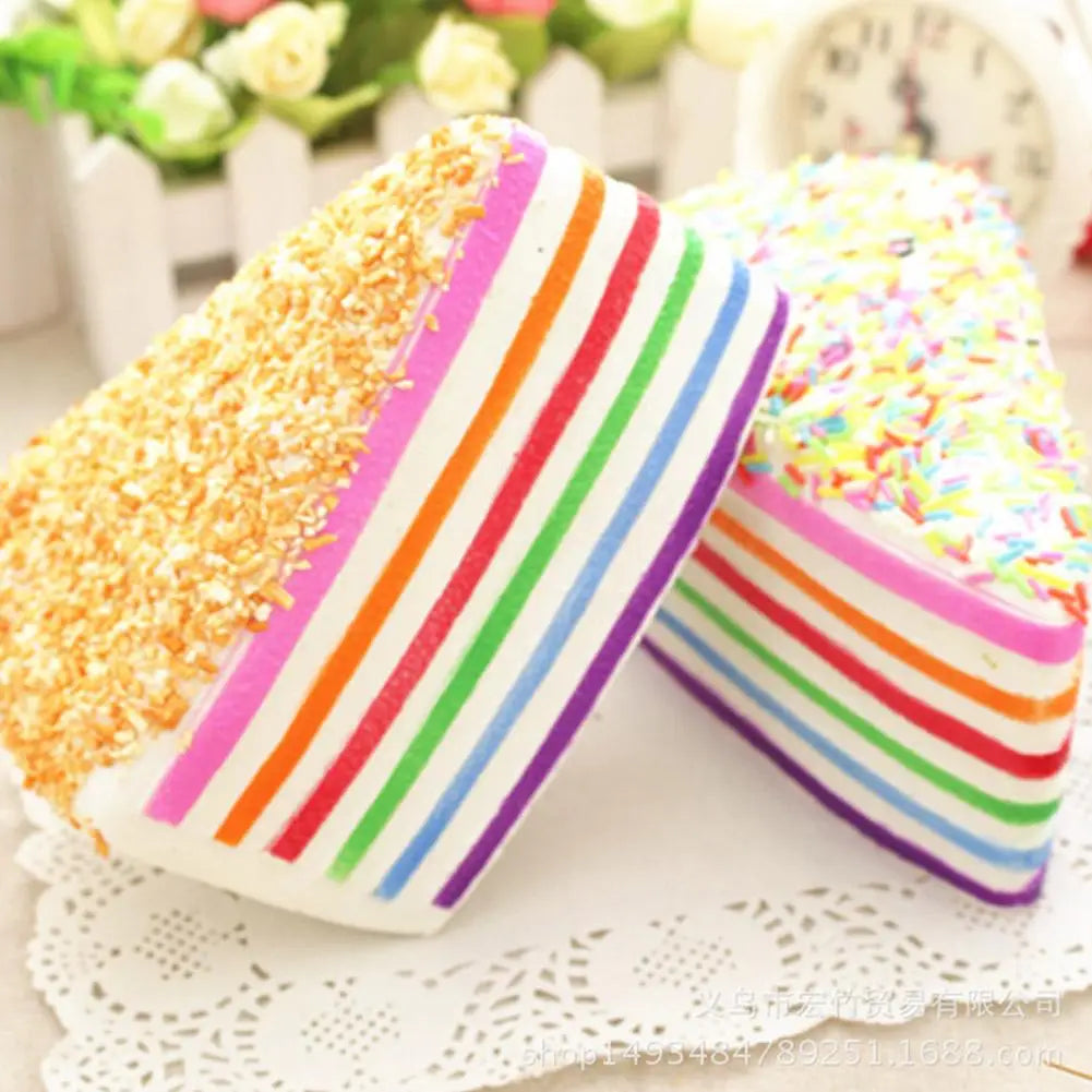 14cm 1/2pcs Rainbow Cake Slow Rising Simulated Food Squeeze Toy Stress Relief Decompression Toy Gift for Kids Adults Zpaxo
