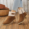 Women Snow Boots Fur Keep Warm Plush Shoes Women 2025 New Platform High Heel Ankle Boots Women Autumn Winter Lightweight Shoes Zpaxo khaki 37
