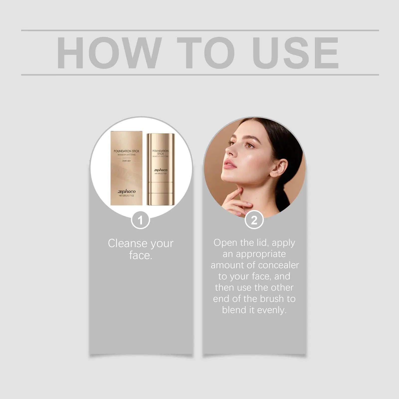 2-in-1 Foundation Stick Uneven Skin Tone Lightweight Adherent Zpaxo