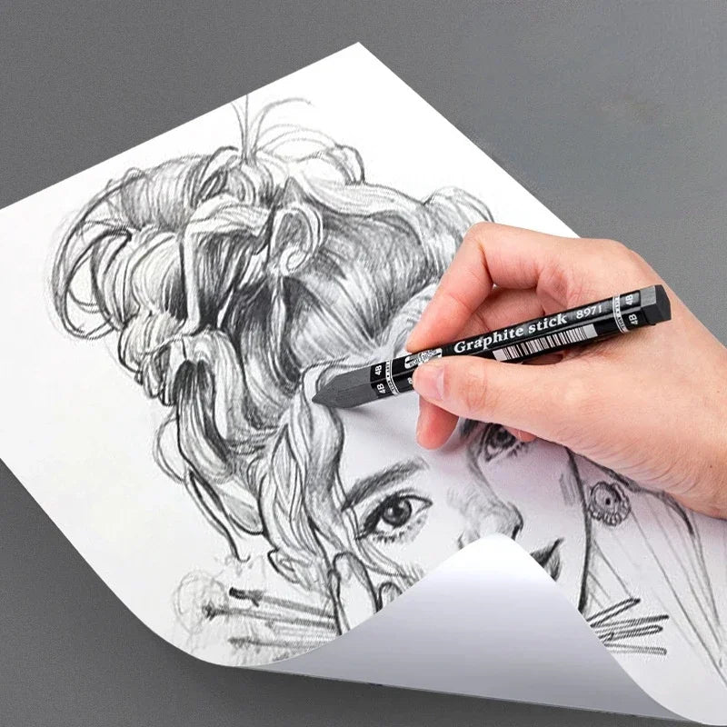 HB/2B/4B/6B Woodless Hexagonal Graphite Stick Pencil Bold Black Charcoal Art Student Sketch Painting Graphite Pen Art Supplies Zpaxo