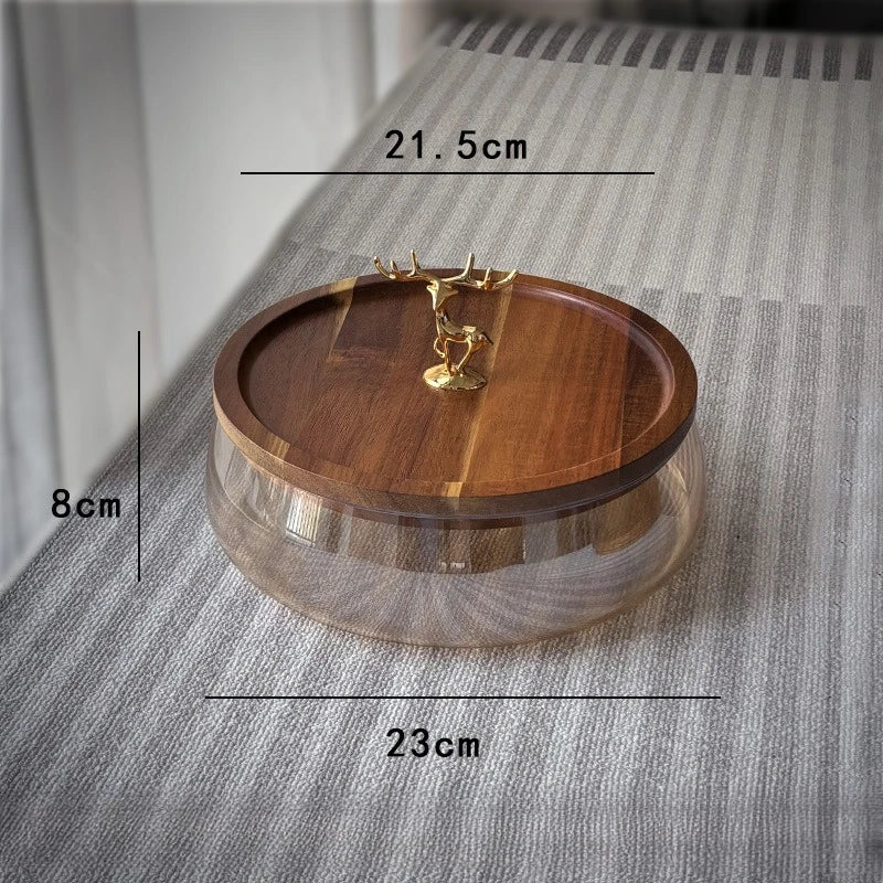 Nut fruit tray candy bowl fruit tray modern living room coffee table double-layer glass household storage box Zpaxo