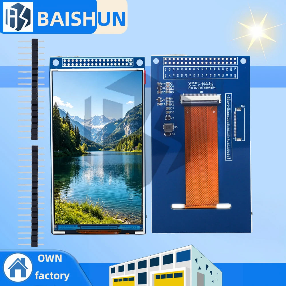 4.45 Inch High Definition TFT Display 480*854 ST7701 Controller RGB Interface Color LCD Module Works with for Arduino Zpaxo ST7701 Driver