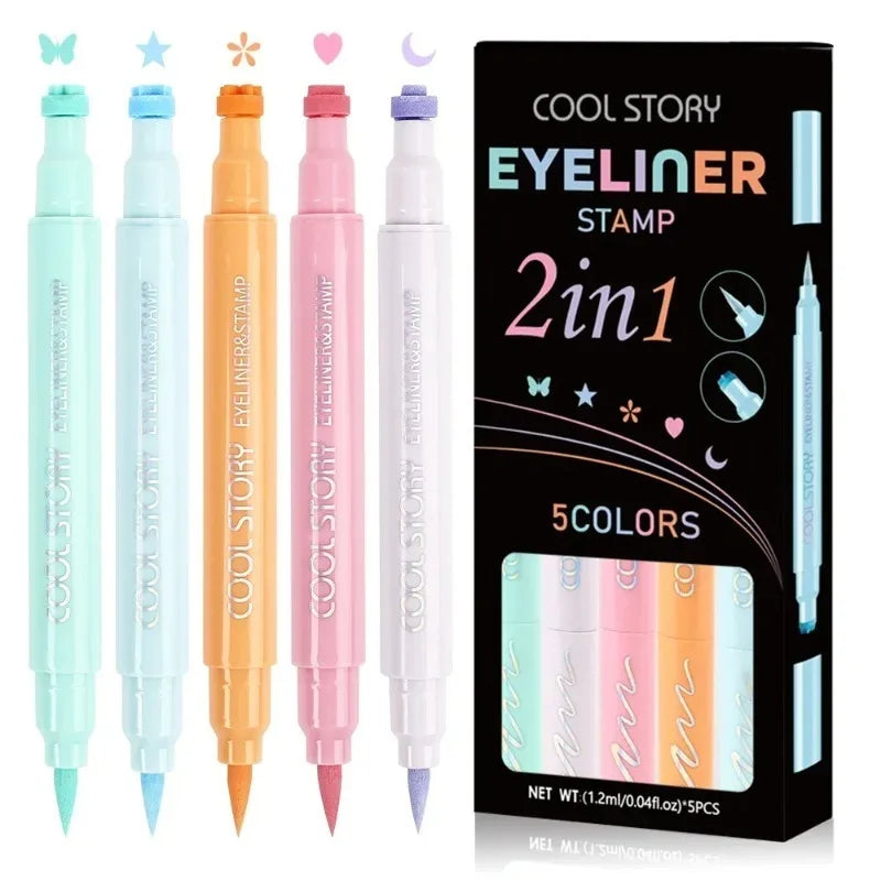 Colorful Double-headed Eyeliner Stamp Pen Waterproof Quick Drying