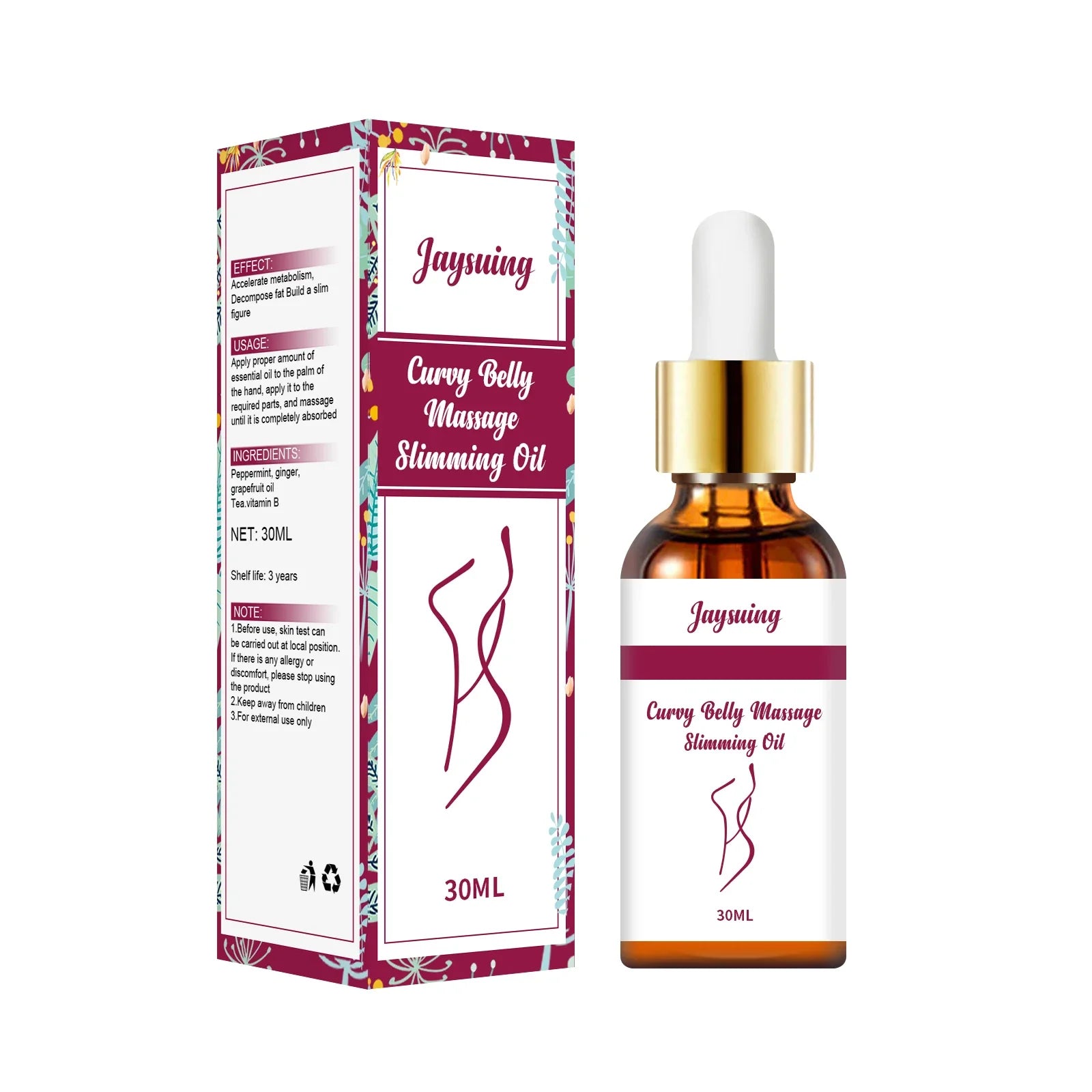 Body Care Oil Nourishing Firming Fat Burning Belly Waist Anti-Cellulite Relax Massage Shaping Tighten Weight Lose Slimming Oil Zpaxo 30ml Boxed