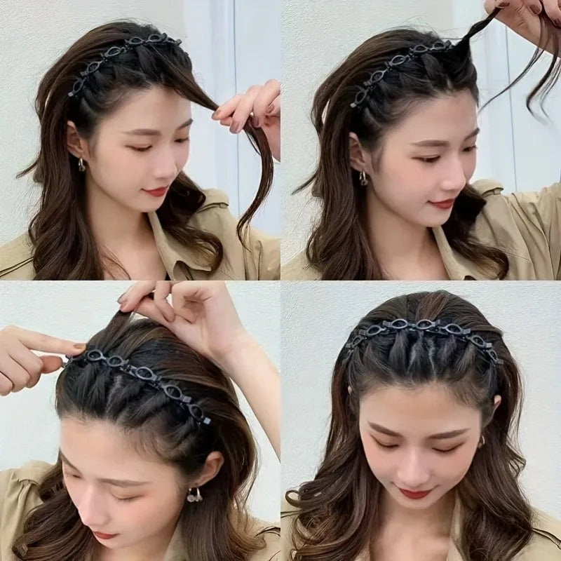 Retro Braided Hair Clip Double Layer Hollow Adding Volume Styling
