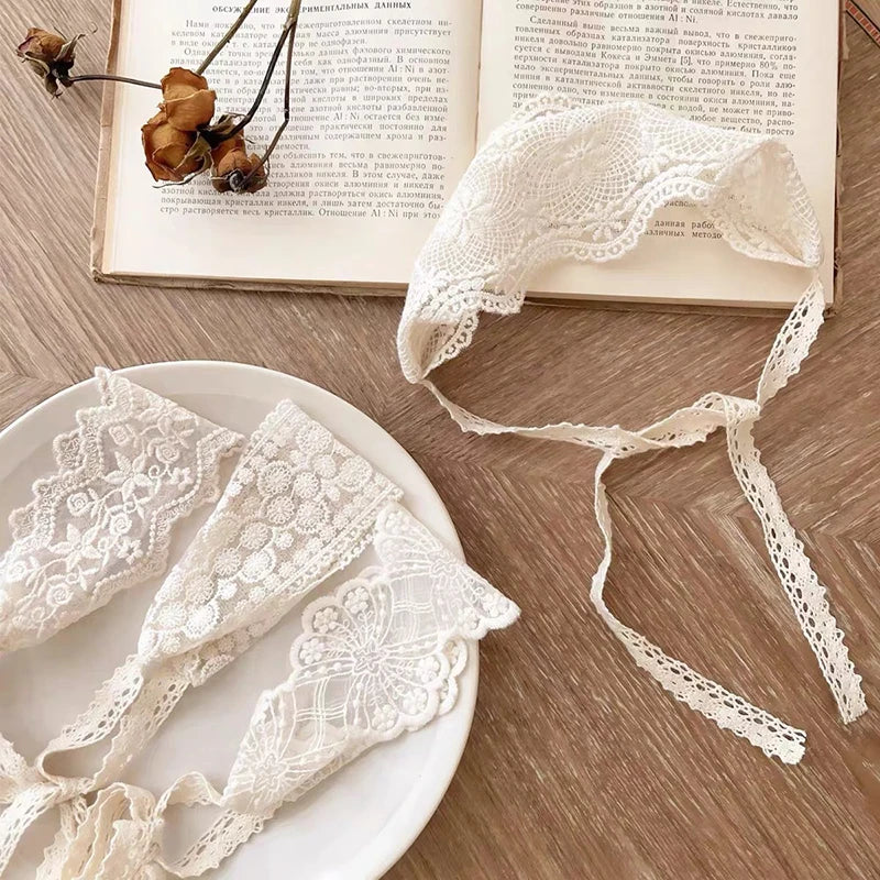 Korean Lace Headband Baby White Flower Embroidered Hair Band Sweet