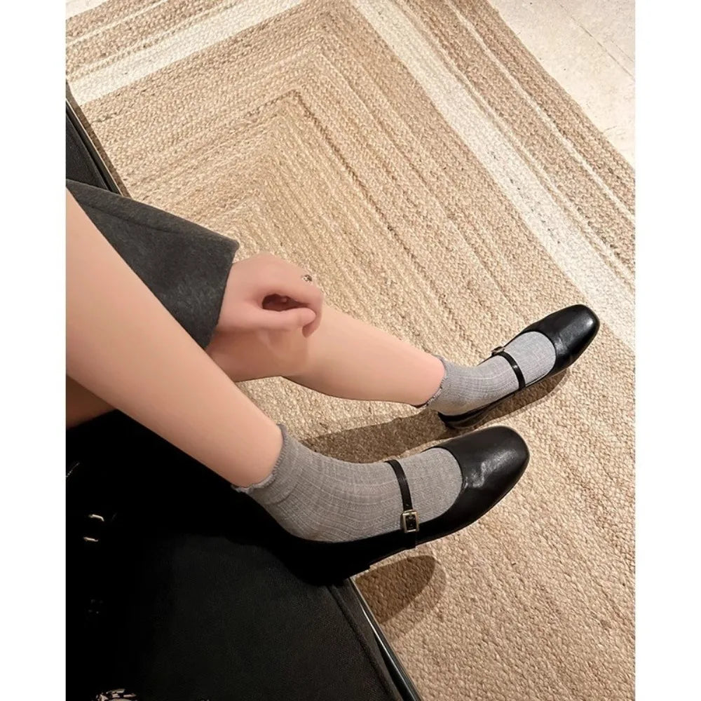 2025 Spring Women Mary Jane Shoes Fashion Square Toe Shallow Slip
