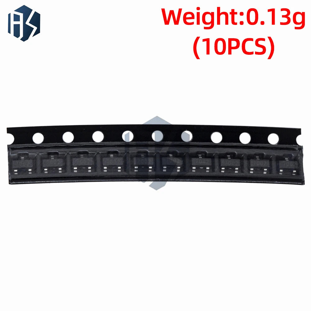 10/50/100-Piece 2N7002/2N7002LT1G N-Channel Enhancement MOSFET - 60V 300mA SOT-23 Surface Mount Package Zpaxo