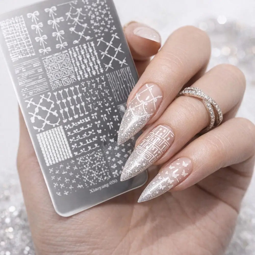 Bowknot Patterns Nail Art Stamping Plates Kawaii Bow Image High-Precision Nail Art Stencil Stainless Steel DIY Printing Zpaxo