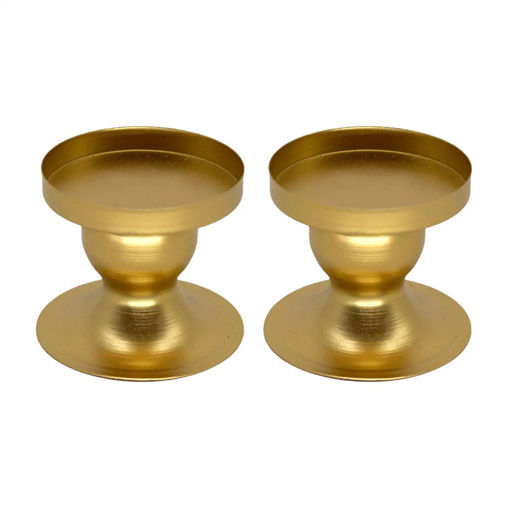 2Pcs Pillar Candle Candlestick Holder Metal Structure 2.4inch Tall Candlelight Holder Table Ornament for Fireplace Decor Zpaxo Default Title