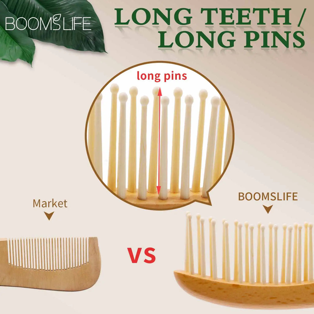 Wooden Hair Brush Wide Tooth Wet Hair Combs Anti-Static Styling Comb for Long Hair Head Acupuncture Point Massage Gift for Women Zpaxo