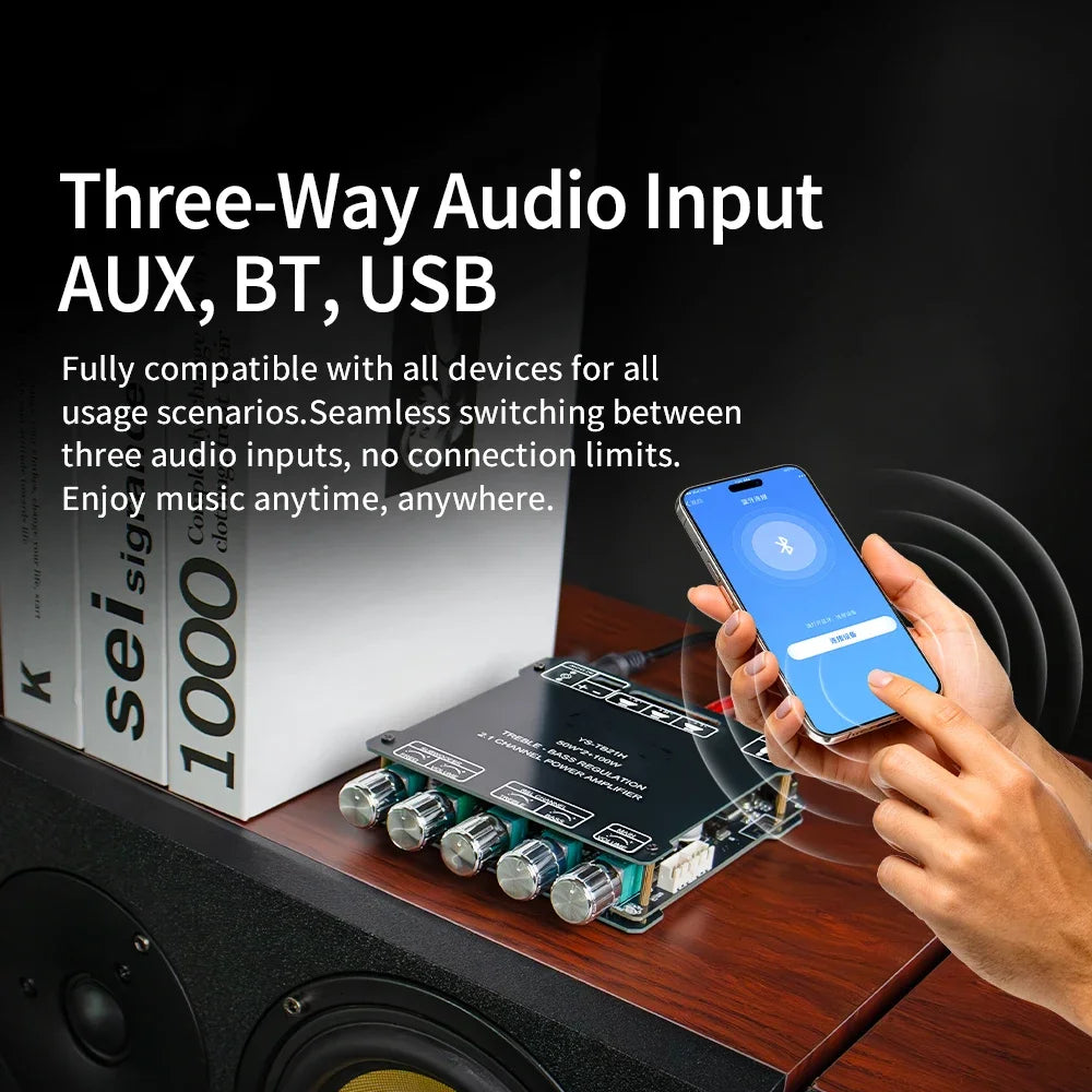 Wireless Bluetooth-compatible 5.1 Audio Digital Power amplifier 50Wx2 Stereo board Bluetooth-compatible Amp Amplificador Zpaxo