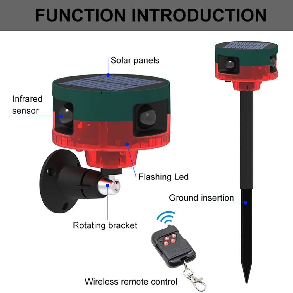 Birds Owl Repeller Solar 360-degree Induction Alarm 1200mAh Wild