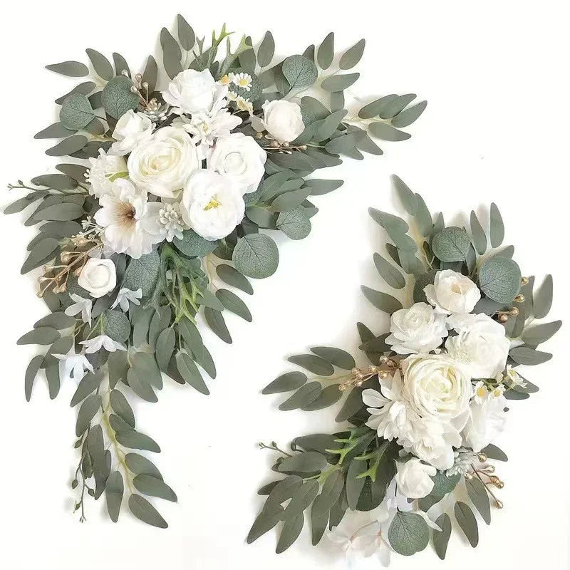 White Faux Arch Flower 2 Wedding Welcome Signs Floral Swag Reception