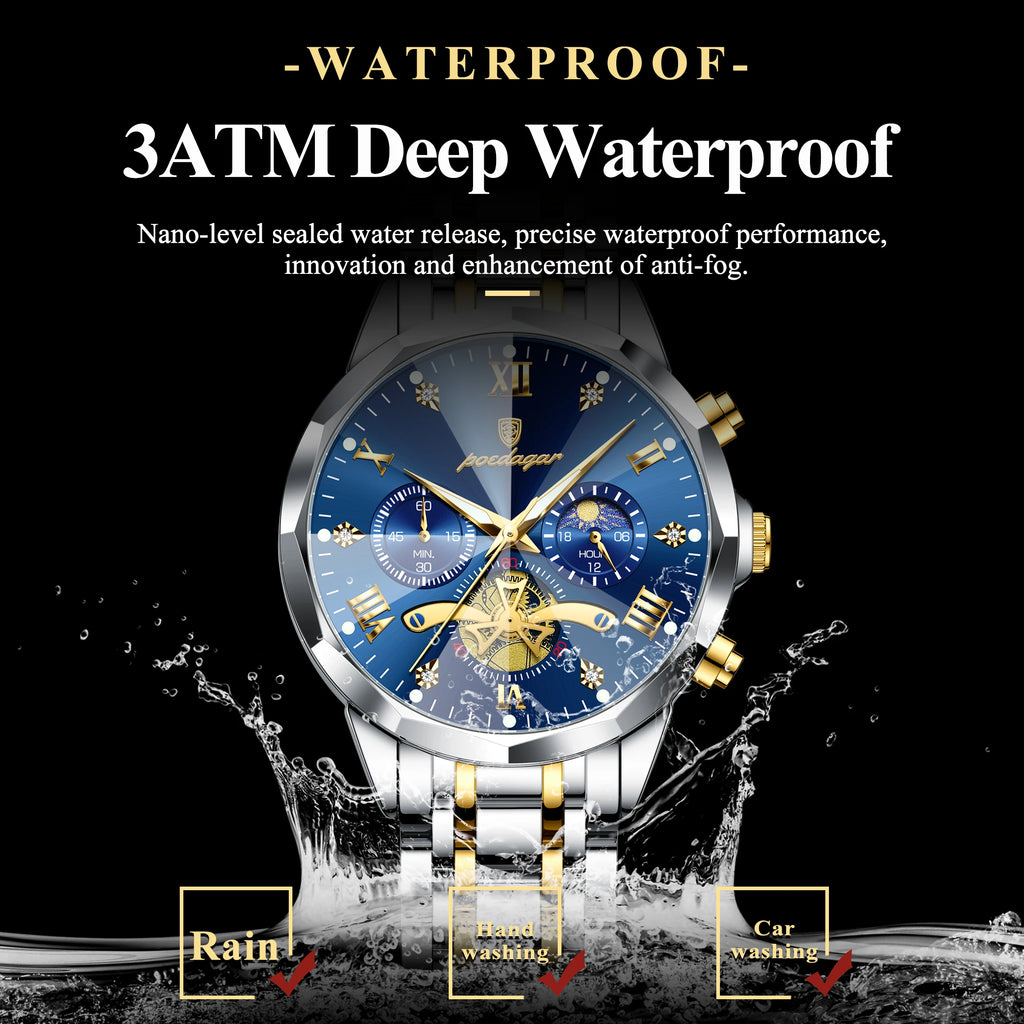 POEDAGAR Luxury Original Men Watch Waterproof Luminous Chronograph Man Wristwatch Stainless Steel Quartz Top Men's Watches Reloj Zpaxo